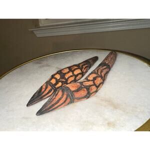 Ethnographic Australian Aboriginal Tribal Burnt Incised Wood Pair Of Clappers